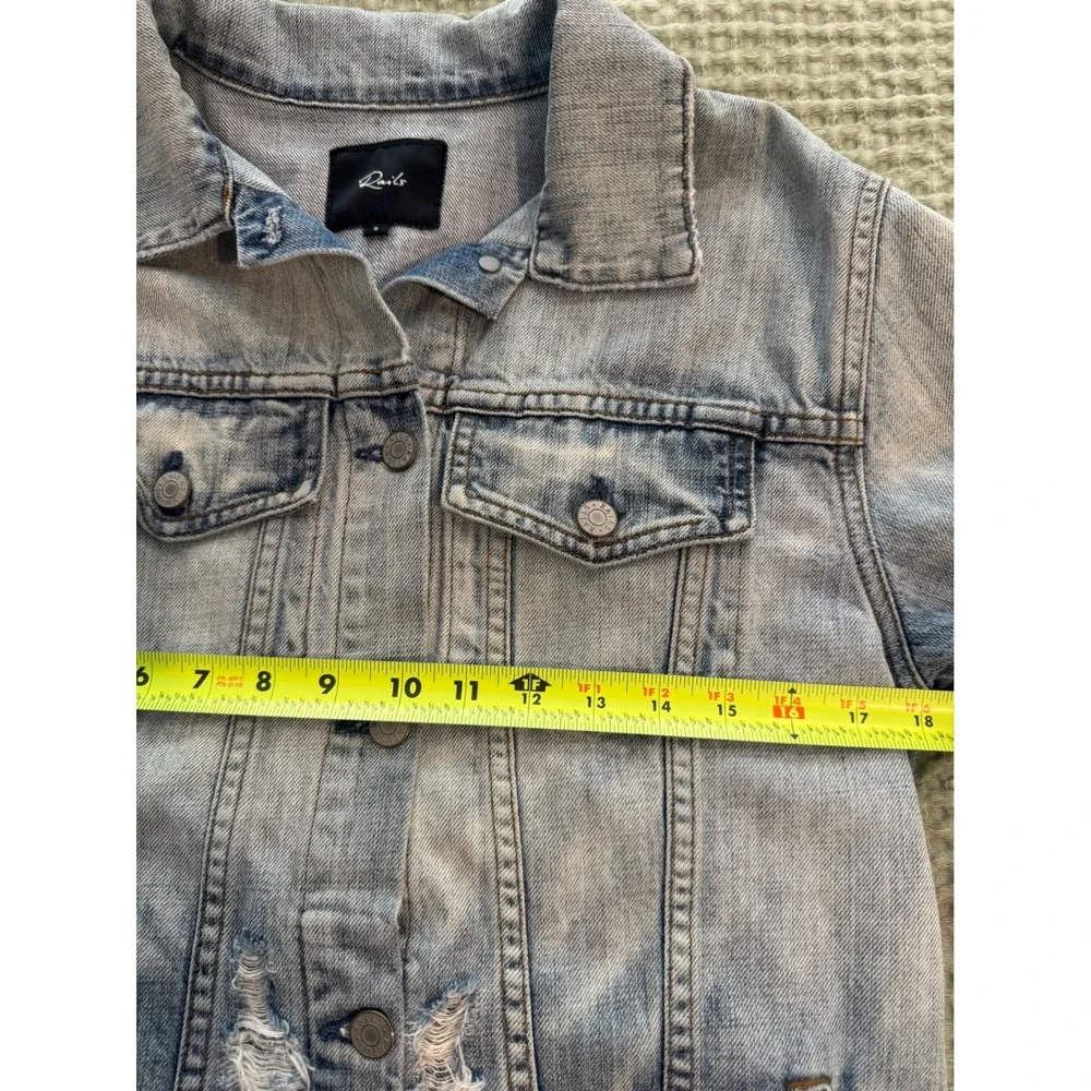 Rails Knox Distressed Denim Jacket Medium Light Wash 100% cotton Jacket Small